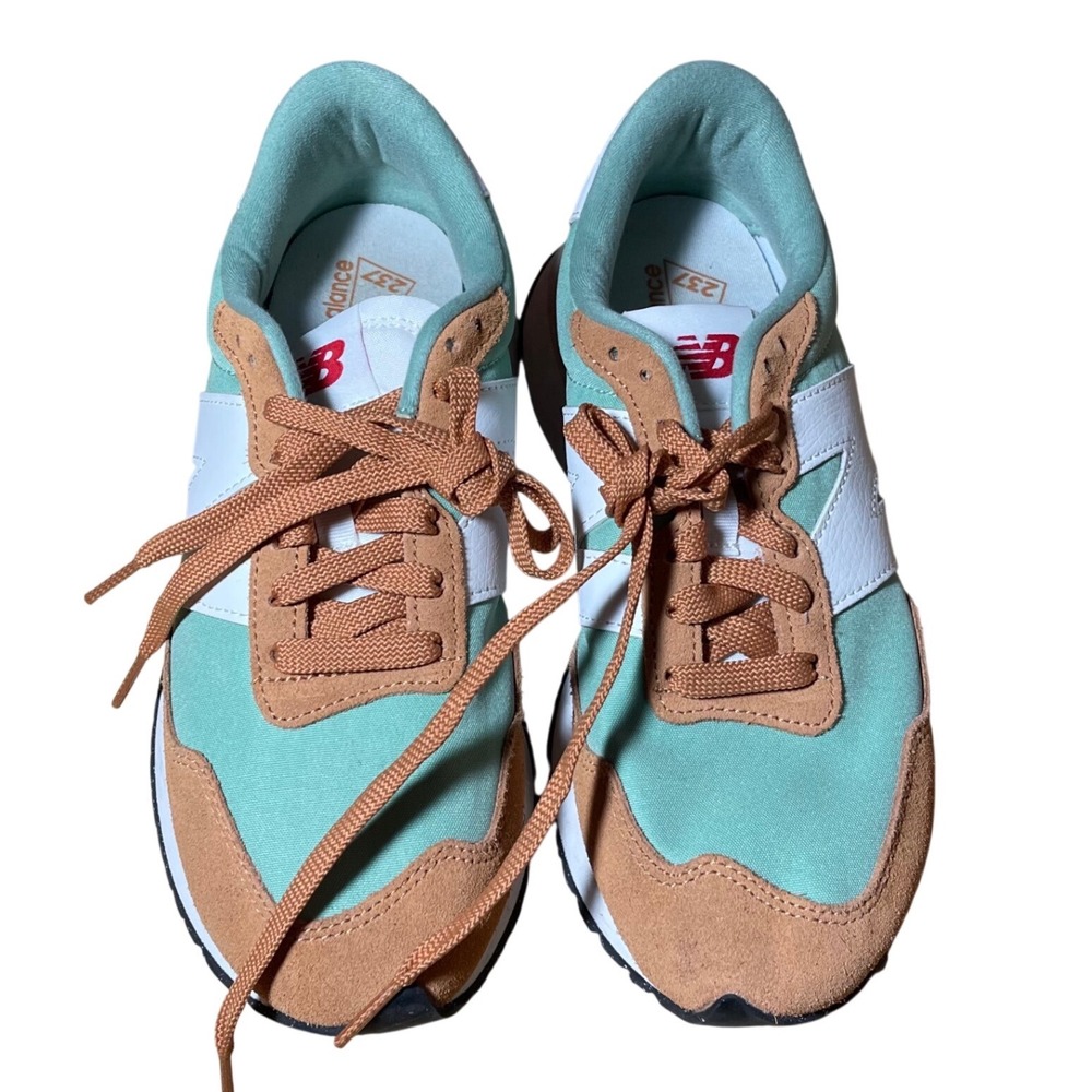 New Balance 237 Womens Mint Green Tan Suede Sneakers WS237IB Size 8.5 - Picture 2 of 6